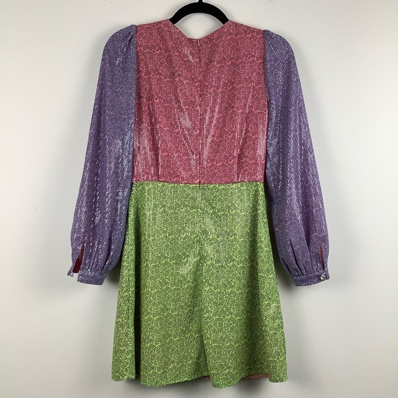 NWT Olivia Rubin Meg Colorblock Sequin Mini Dress - Picture 3 of 8